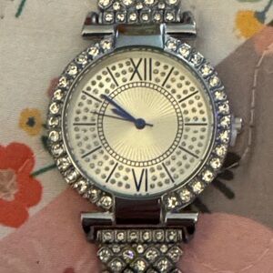NWOT Elegant Silver Women's Watch with Crystal Accents